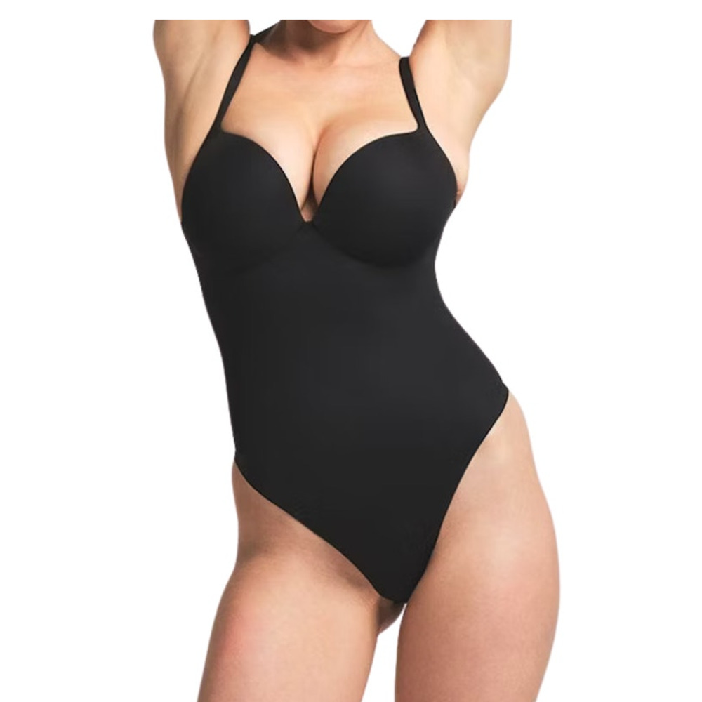 SKIMS Ultimate Body Push‑Up Thong Bodysuit Onyx Size S NWT